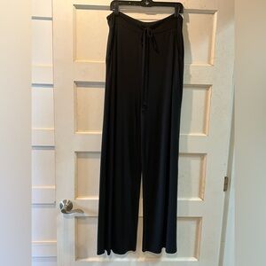 NWOT! ZENANA PREMIUM Black jersey drawstring waist pull-on wide leg pants Sz 1X